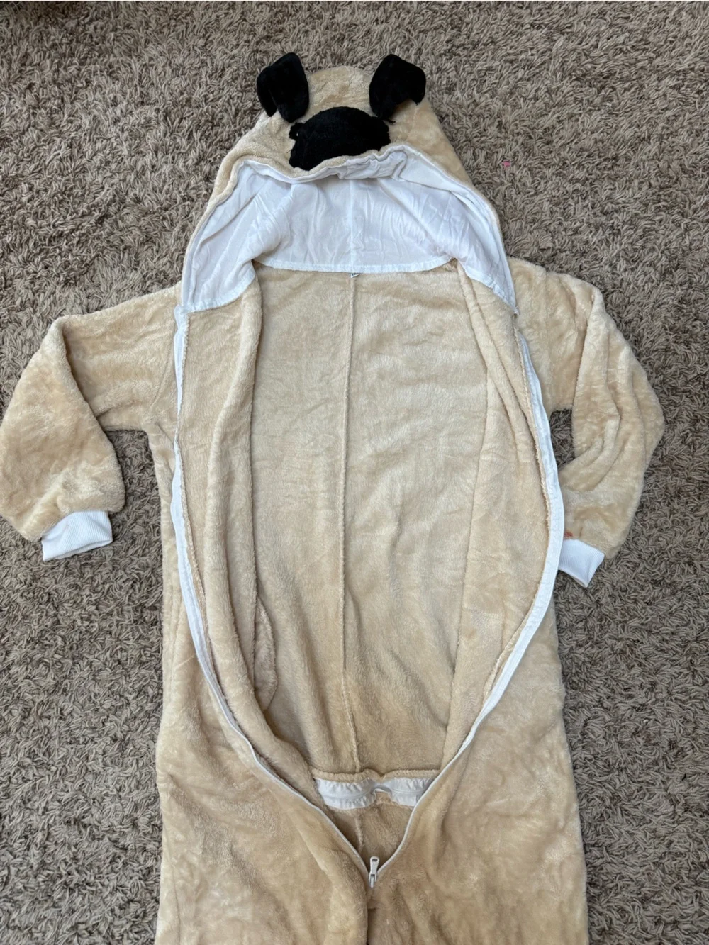 Pug/dog kids Halloween costume full zip suit (7-9 yr)